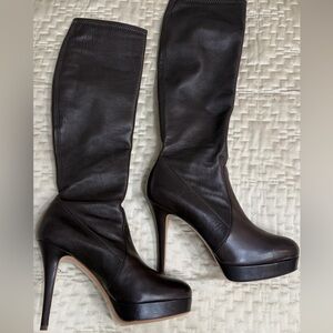 Casadei Dark Brown Leather Heeled Boots